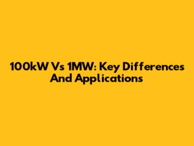 100kW Vs 1MW: Key Differences And Applications