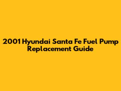2001 Hyundai Santa Fe Fuel Pump Replacement Guide