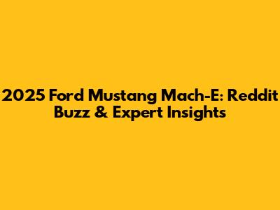 2025 Ford Mustang Mach-E: Reddit Buzz & Expert Insights