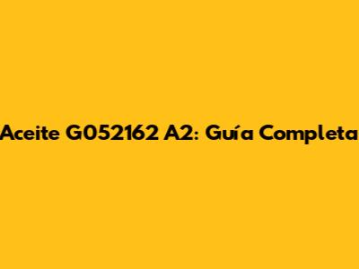 Aceite G052162 A2: Guía Completa