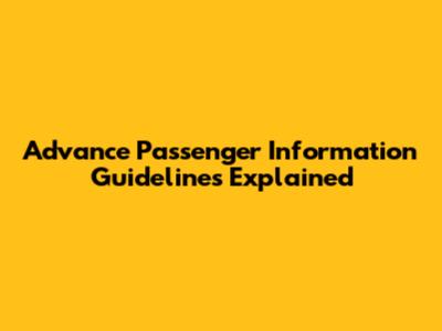Advance Passenger Information Guidelines Explained