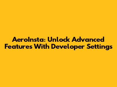 AeroInsta: Unlock Advanced Features With Developer Settings