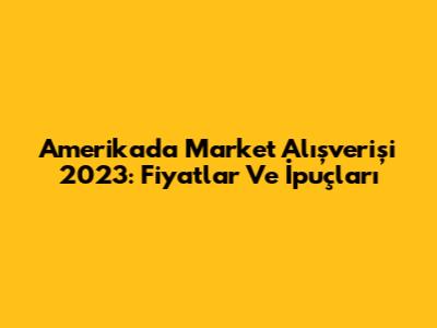 Amerika'da Market Alışverişi 2023: Fiyatlar Ve İpuçları