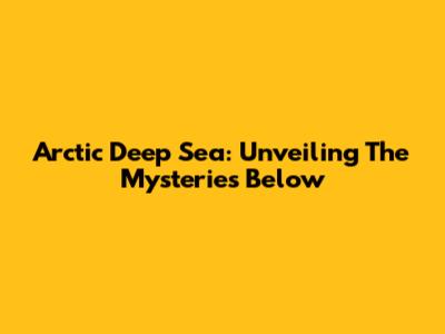 Arctic Deep Sea: Unveiling The Mysteries Below