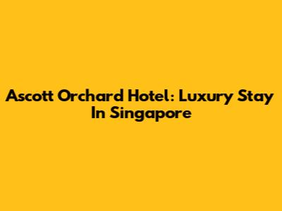 Ascott Orchard Hotel: Luxury Stay In Singapore