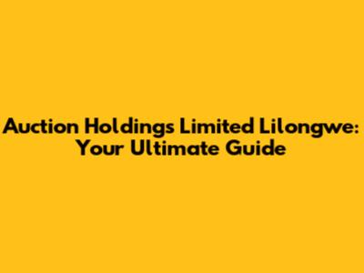 Auction Holdings Limited Lilongwe: Your Ultimate Guide
