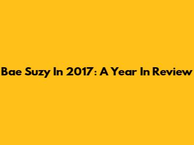 Bae Suzy In 2017: A Year In Review