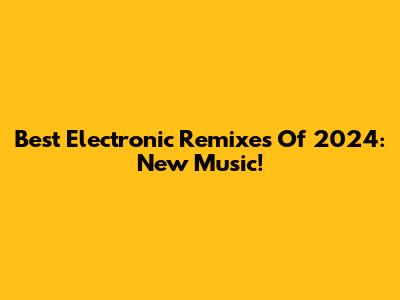 Best Electronic Remixes Of 2024: New Music!