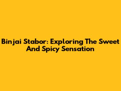Binjai Stabor: Exploring The Sweet And Spicy Sensation