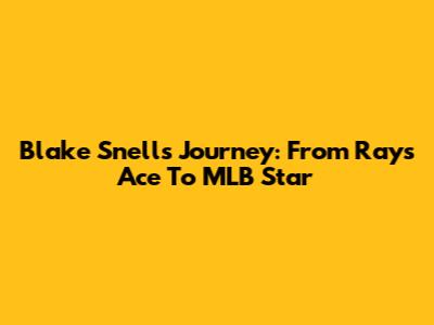 Blake Snell's Journey: From Rays' Ace To MLB Star