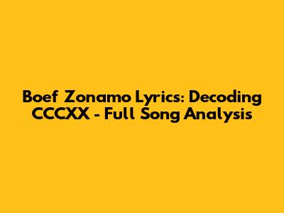 Boef Zonamo Lyrics: Decoding CCCXX - Full Song Analysis