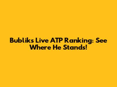 Bublik's Live ATP Ranking: See Where He Stands!