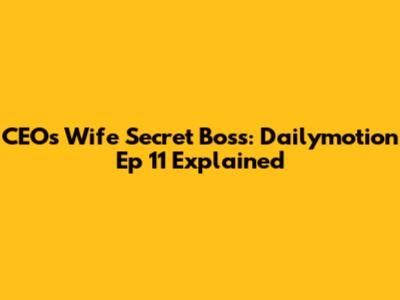 CEO's Wife Secret Boss: Dailymotion Ep 11 Explained