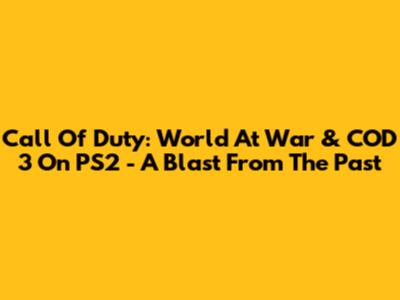 Call Of Duty: World At War & COD 3 On PS2 - A Blast From The Past