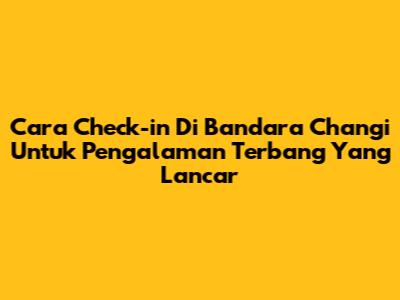 Cara Check-in Di Bandara Changi Untuk Pengalaman Terbang Yang Lancar