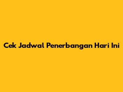 Cek Jadwal Penerbangan Hari Ini