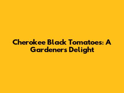 Cherokee Black Tomatoes: A Gardener's Delight