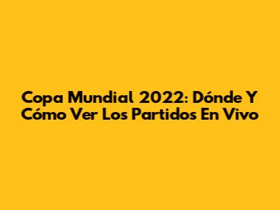 Copa Mundial 2022: Dónde Y Cómo Ver Los Partidos En Vivo