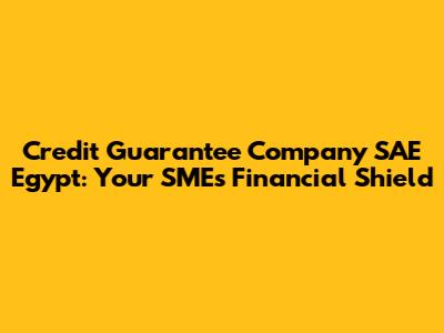 Credit Guarantee Company SAE Egypt: Your SME's Financial Shield