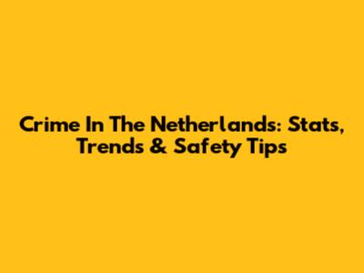 Crime In The Netherlands: Stats, Trends & Safety Tips