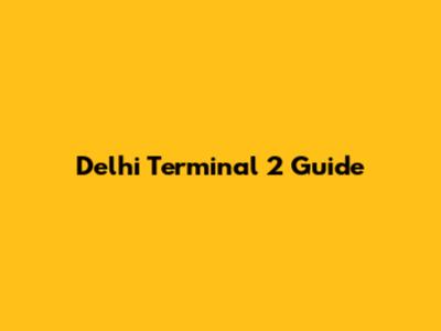 Delhi Terminal 2 Guide