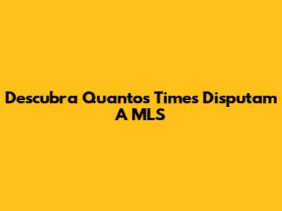 Descubra Quantos Times Disputam A MLS