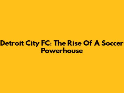 Detroit City FC: The Rise Of A Soccer Powerhouse