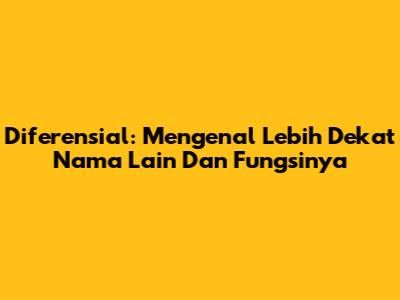 Diferensial: Mengenal Lebih Dekat Nama Lain Dan Fungsinya