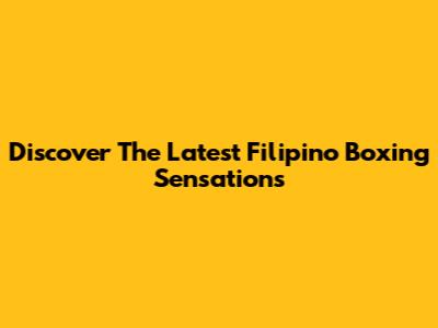 Discover The Latest Filipino Boxing Sensations