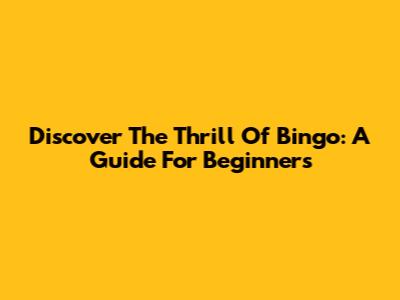 Discover The Thrill Of Bingo: A Guide For Beginners