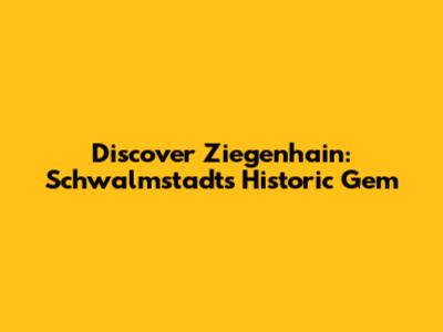 Discover Ziegenhain: Schwalmstadt's Historic Gem