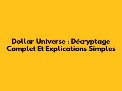 Dollar Universe : Décryptage Complet Et Explications Simples