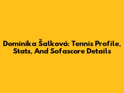 Dominika Šalková: Tennis Profile, Stats, And Sofascore Details