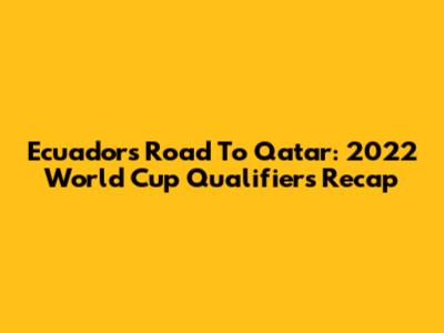 Ecuador's Road To Qatar: 2022 World Cup Qualifiers Recap