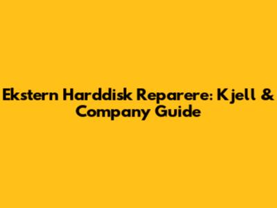 Ekstern Harddisk Reparere: Kjell & Company Guide