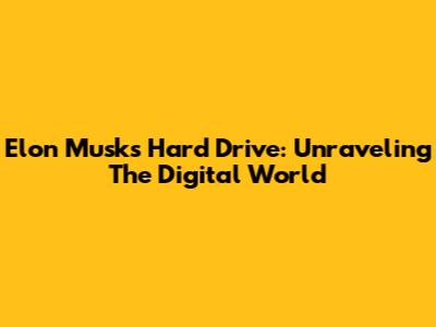 Elon Musk's Hard Drive: Unraveling The Digital World
