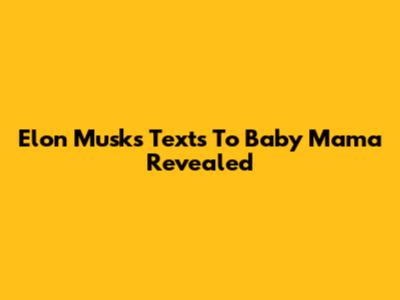 Elon Musk's Texts To Baby Mama Revealed