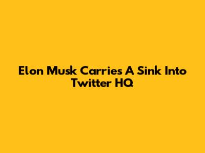Elon Musk Carries A Sink Into Twitter HQ