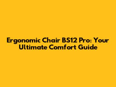 Ergonomic Chair BS12 Pro: Your Ultimate Comfort Guide
