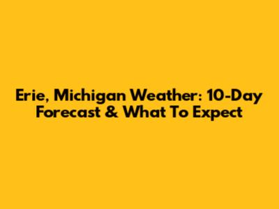 Erie, Michigan Weather: 10-Day Forecast & What To Expect