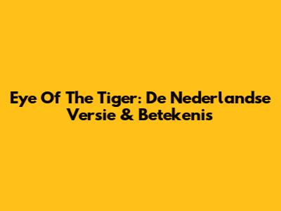 Eye Of The Tiger: De Nederlandse Versie & Betekenis