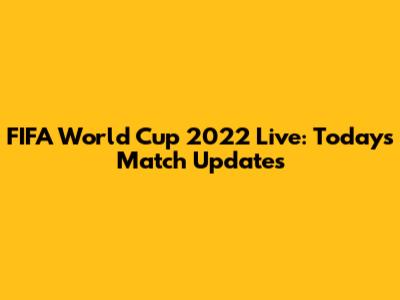 FIFA World Cup 2022 Live: Today's Match Updates