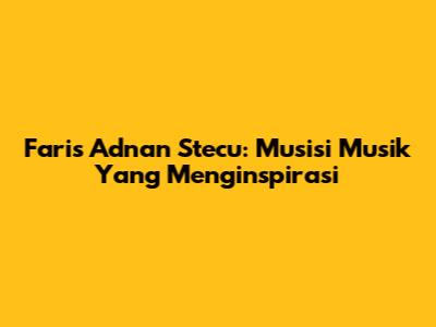 Faris Adnan Stecu: Musisi Musik Yang Menginspirasi