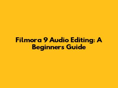 Filmora 9 Audio Editing: A Beginner's Guide