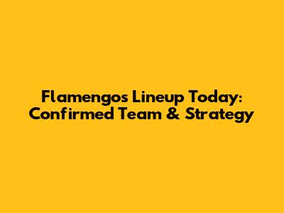 Flamengo's Lineup Today: Confirmed Team & Strategy
