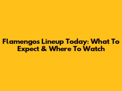 Flamengo's Lineup Today: What To Expect & Where To Watch