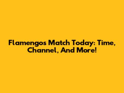 Flamengo's Match Today: Time, Channel, And More!