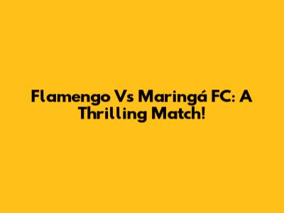 Flamengo Vs Maringá FC: A Thrilling Match!
