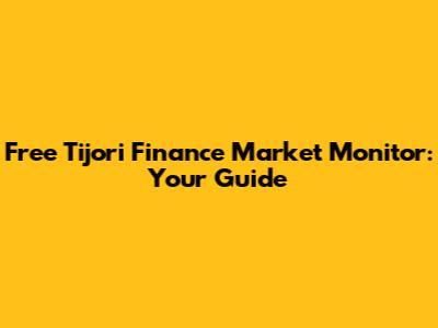 Free Tijori Finance Market Monitor: Your Guide