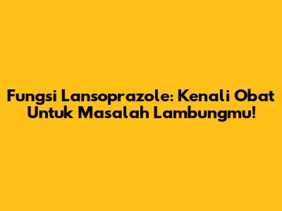 Fungsi Lansoprazole: Kenali Obat Untuk Masalah Lambungmu!